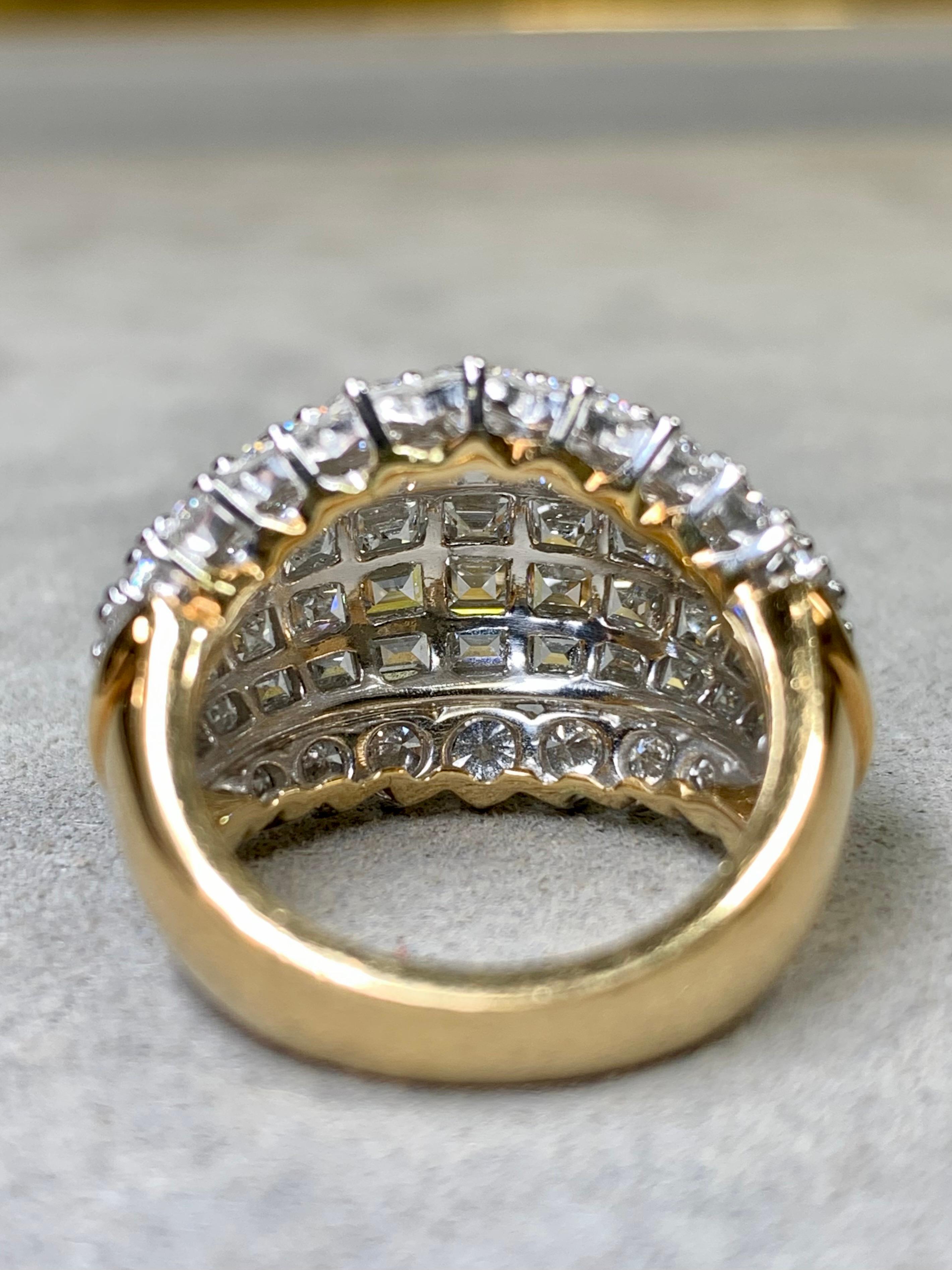 Baguette Cut OSCAR HEYMAN 18K Platinum Baguette Round Carré Diamond Dome Cocktail Ring 11ct For Sale