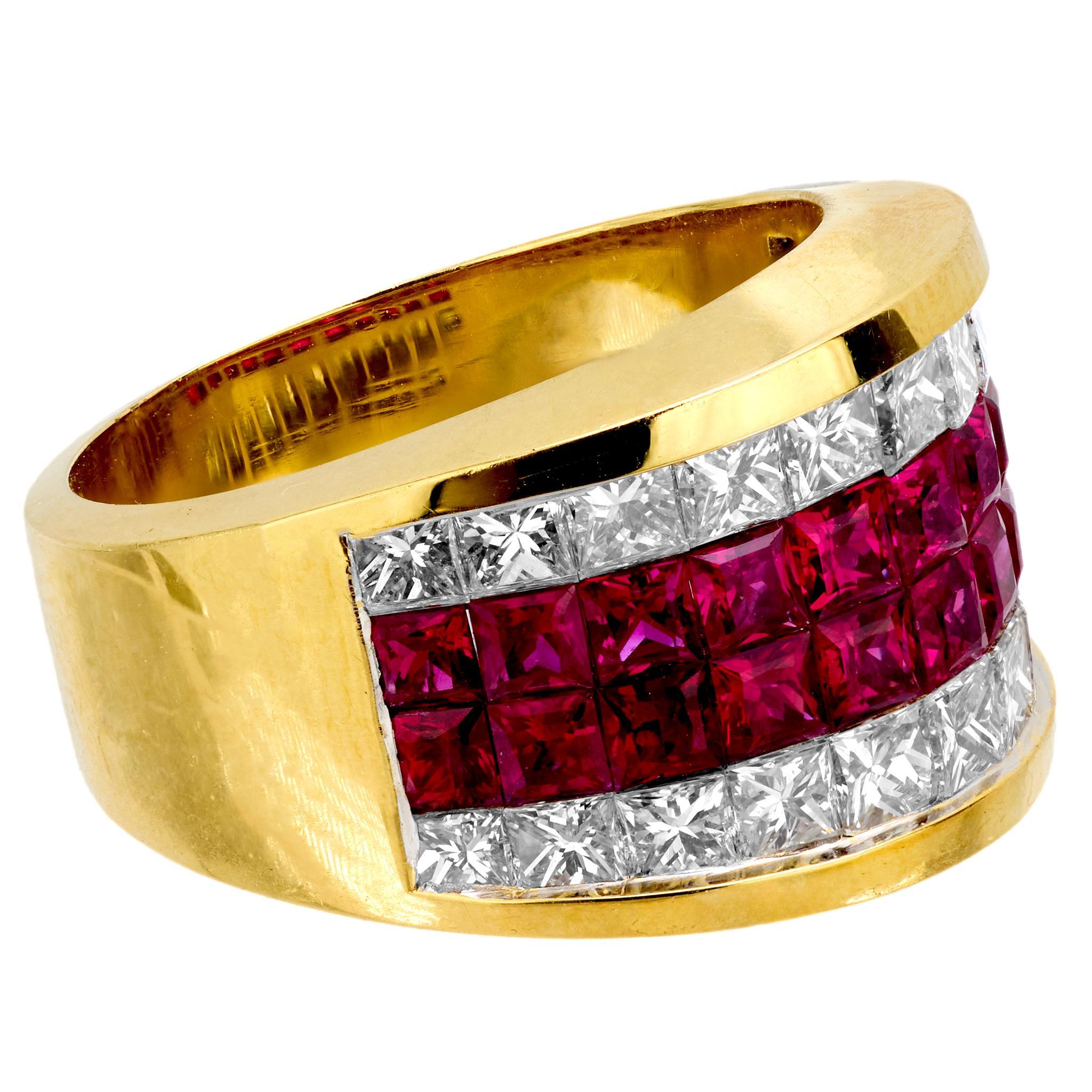Nachlass 18k Rubin und Diamant Zigarrenring (Moderne) im Angebot