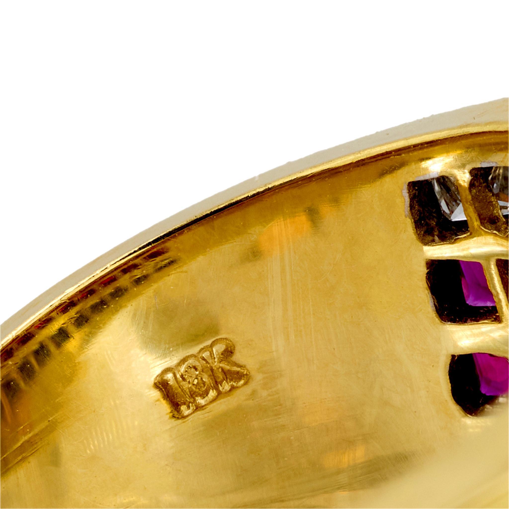Nachlass 18k Rubin und Diamant Zigarrenring im Zustand „Gut“ im Angebot in Narberth, PA