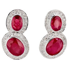 Estate 18k Ruby and Diamond Drop Earrings