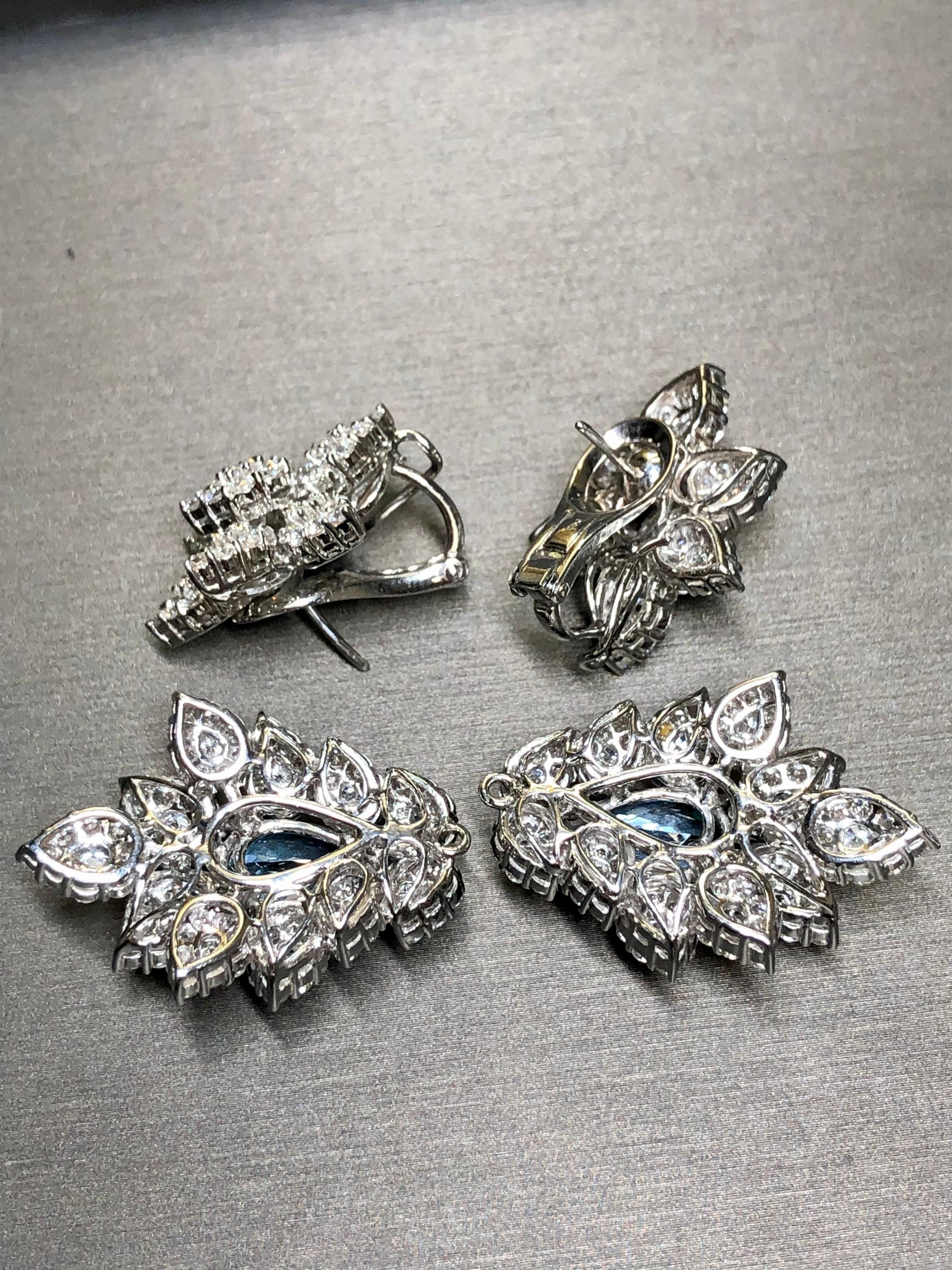Estate 18K Santa Maria Aquamarine Diamond Day Night Cocktail Earrings 22ct F Vs For Sale 4