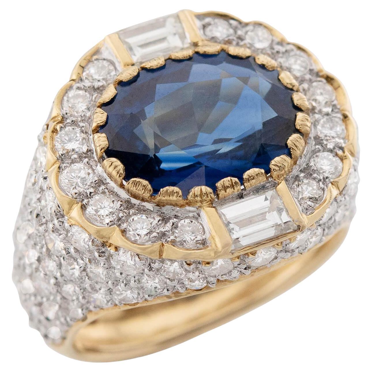 Estate 18k Sapphire and Diamond Cocktail Ring