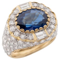 Estate 18k Sapphire and Diamond Cocktail Ring