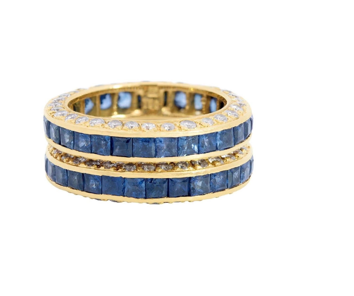 Ensemble de bracelets d'éternité en saphir et diamant 18k Estate en vente 2
