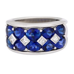 Estate 18k Sapphire and Diamond Half Band