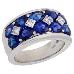 Estate 18k Sapphire and Diamond Half Band