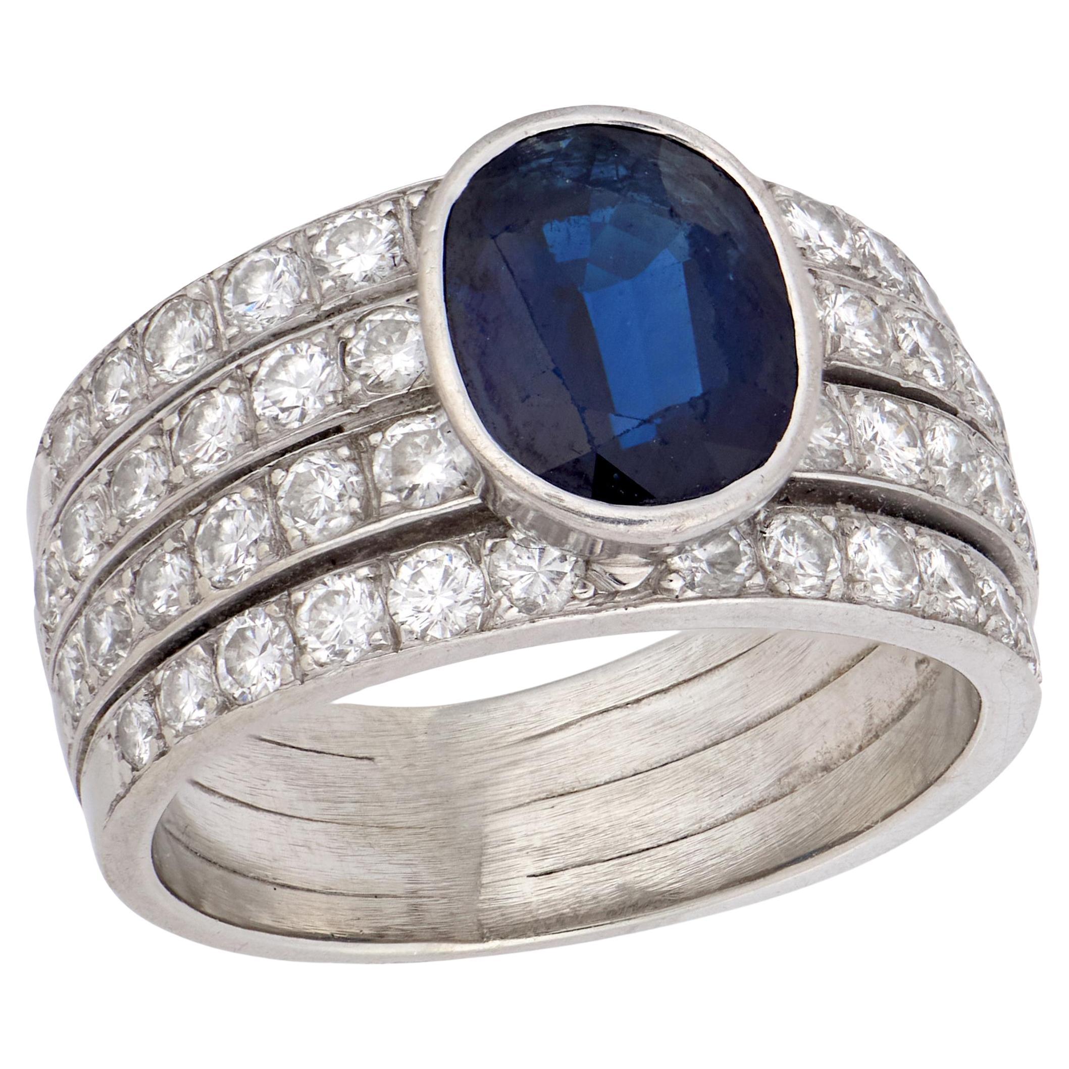 Estate 18k Saphir & Diamant Ring