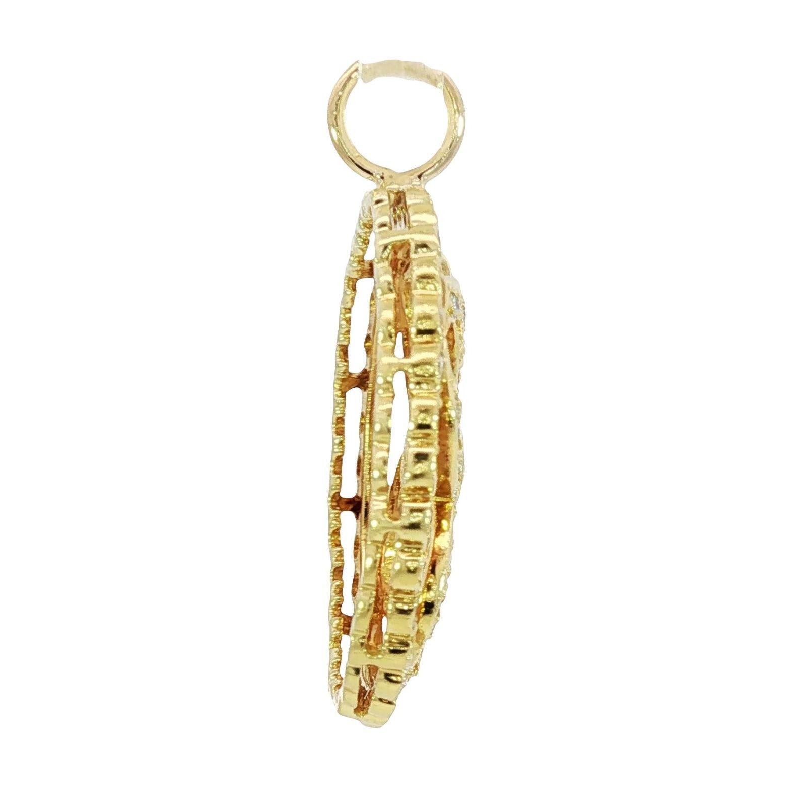 Ciondolo con bottone a stella in oro giallo 18K ~1,75ctw In condizioni ottime in vendita a Fairfield, CT