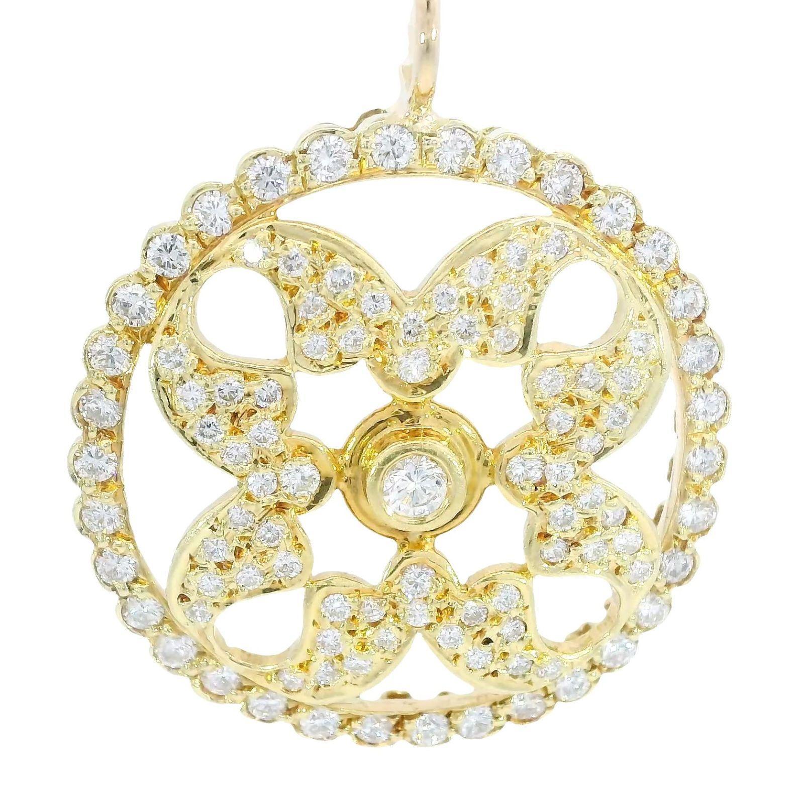 Ciondolo con bottone a stella in oro giallo 18K ~1,75ctw in vendita 1