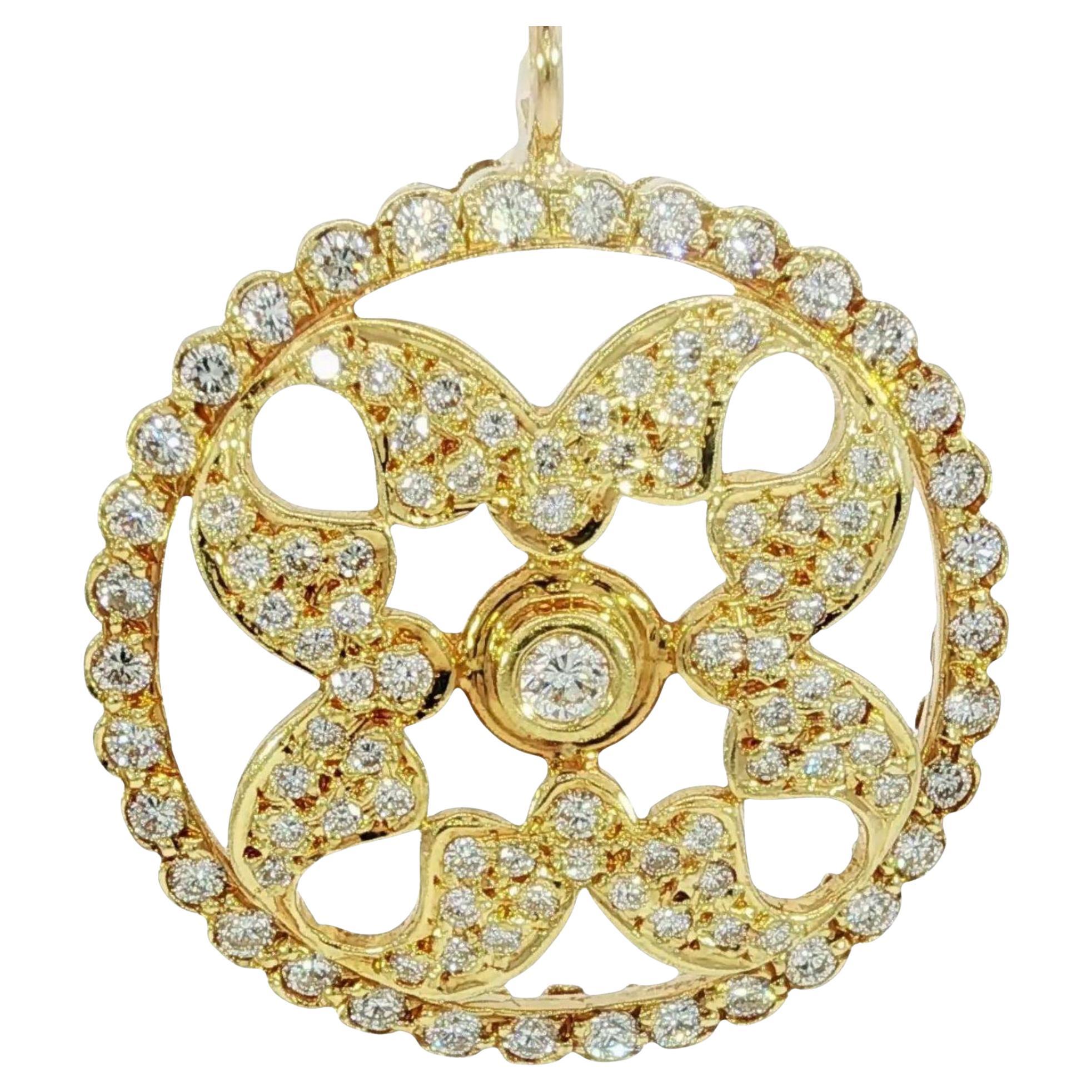 Ciondolo con bottone a stella in oro giallo 18K ~1,75ctw