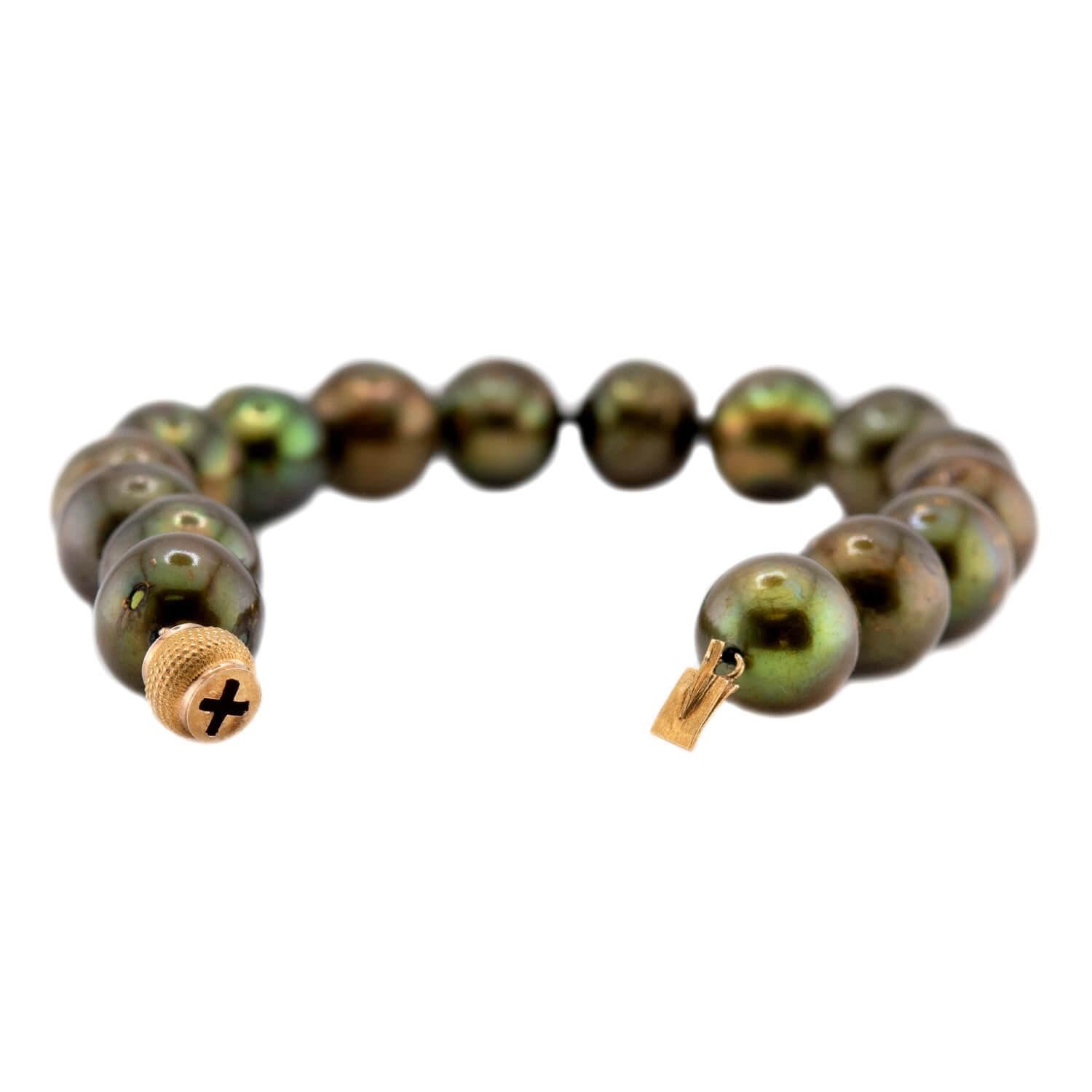 Perlina Bracciale di perle tahitiane 18k Estate 12mm in vendita