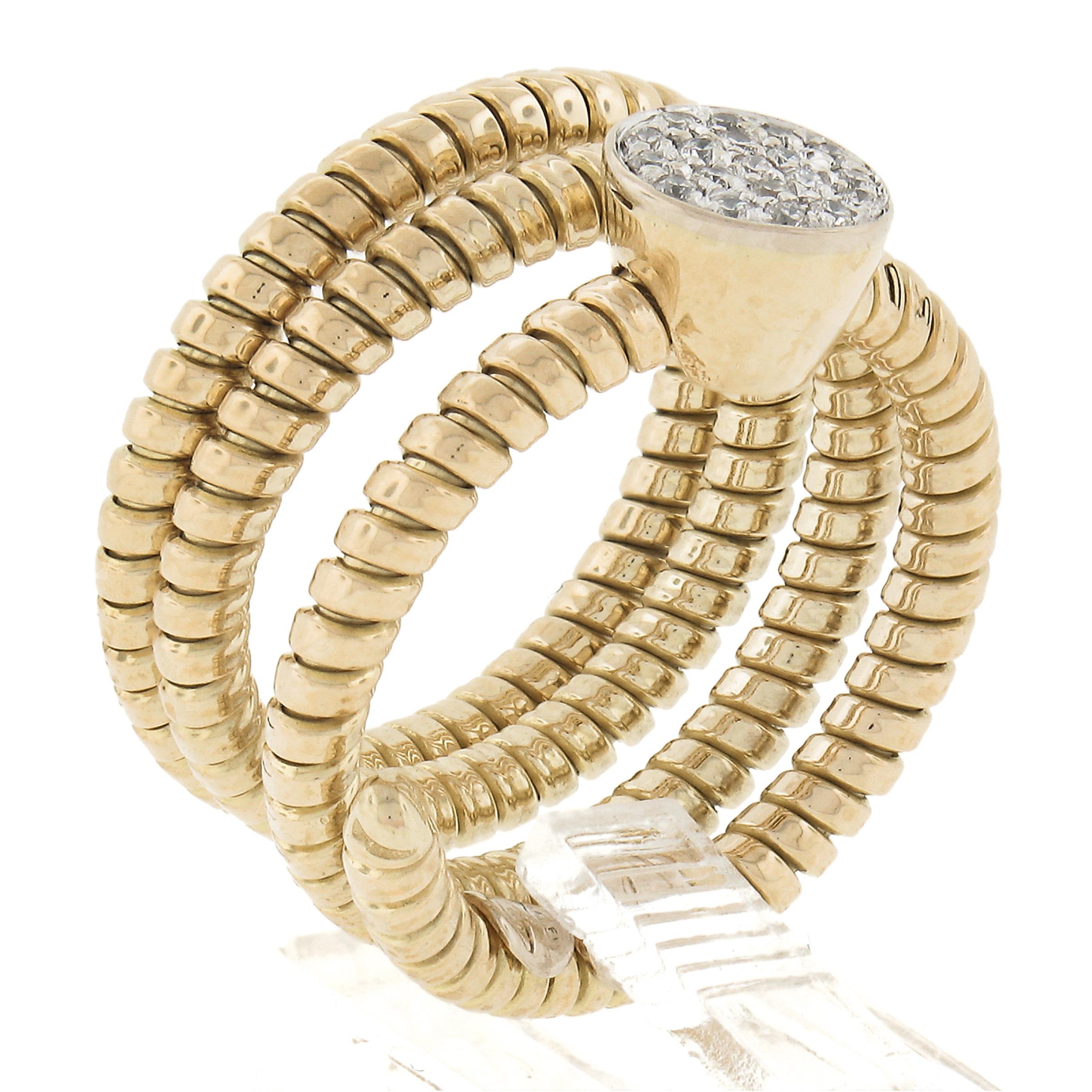 Estate 18k TT Gold 0.20ctw Diamond Flexible Coiled Stack Look Wide Band Ring For Sale 4