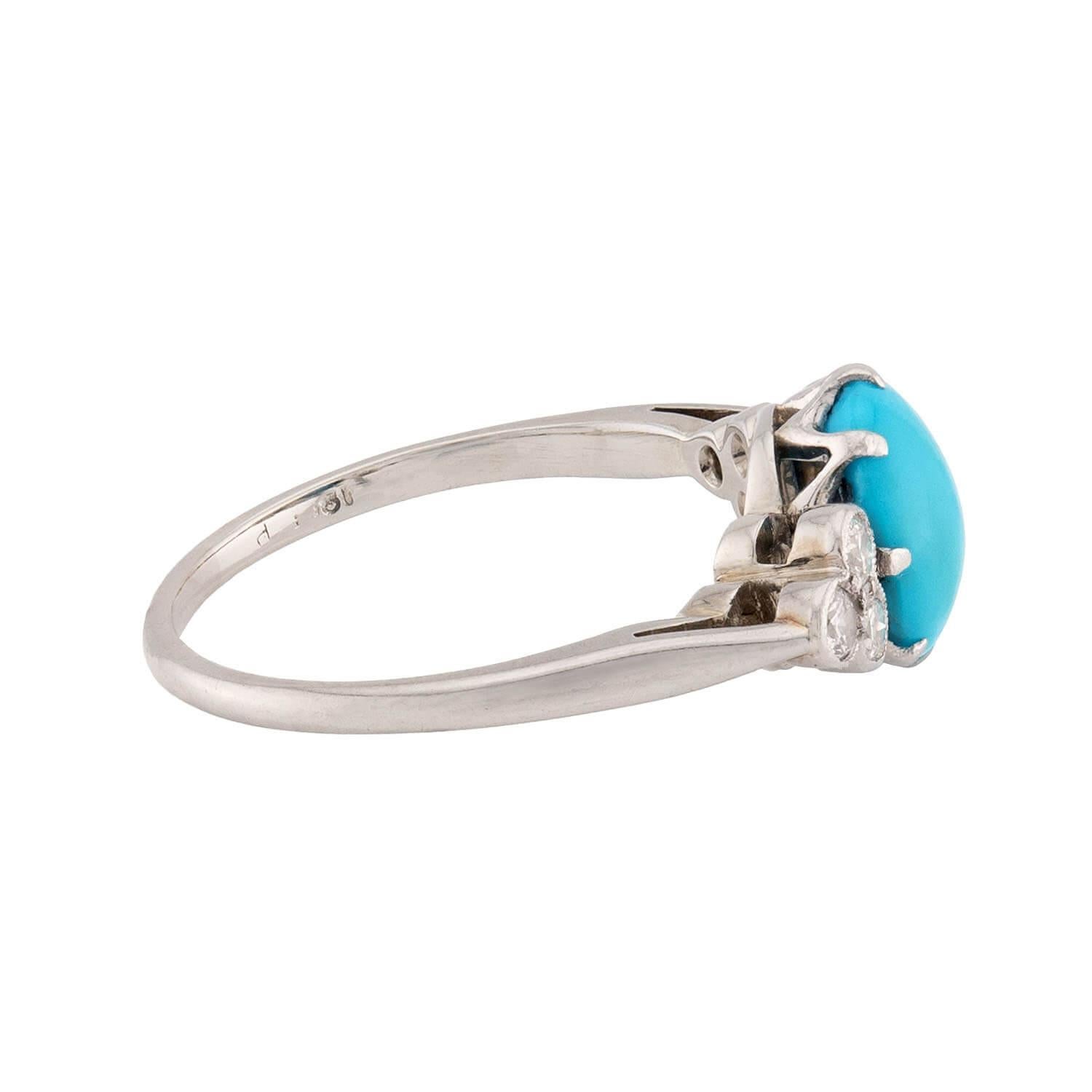 Moderno Anello con turchese e diamanti 18k in vendita