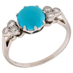Estate 18k Turquoise & Diamond Ring
