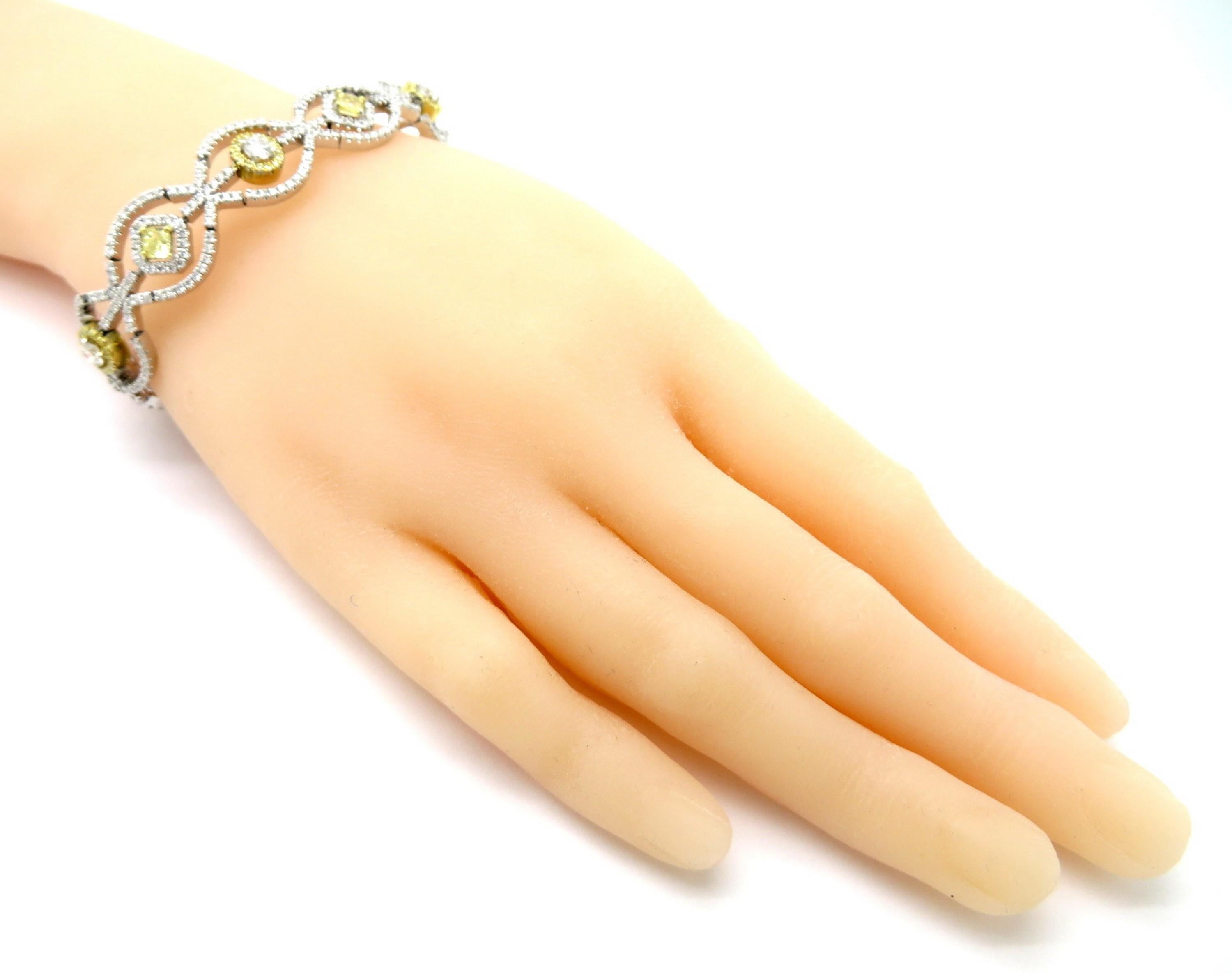 Bracelet tennis de succession en or bicolore 18 carats avec diamants jaunes taille radiant Pour femmes en vente