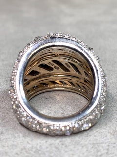 Estate 18K Verdi Gioielli Pavé Rose & Round Cut Diamond Dome Large Cocktail Ring