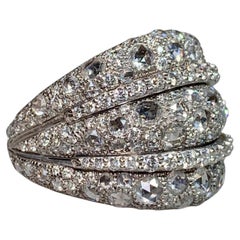 Estate 18K Verdi Gioielli Pavé Rose & Round Cut Diamond Dome Large Cocktail Ring