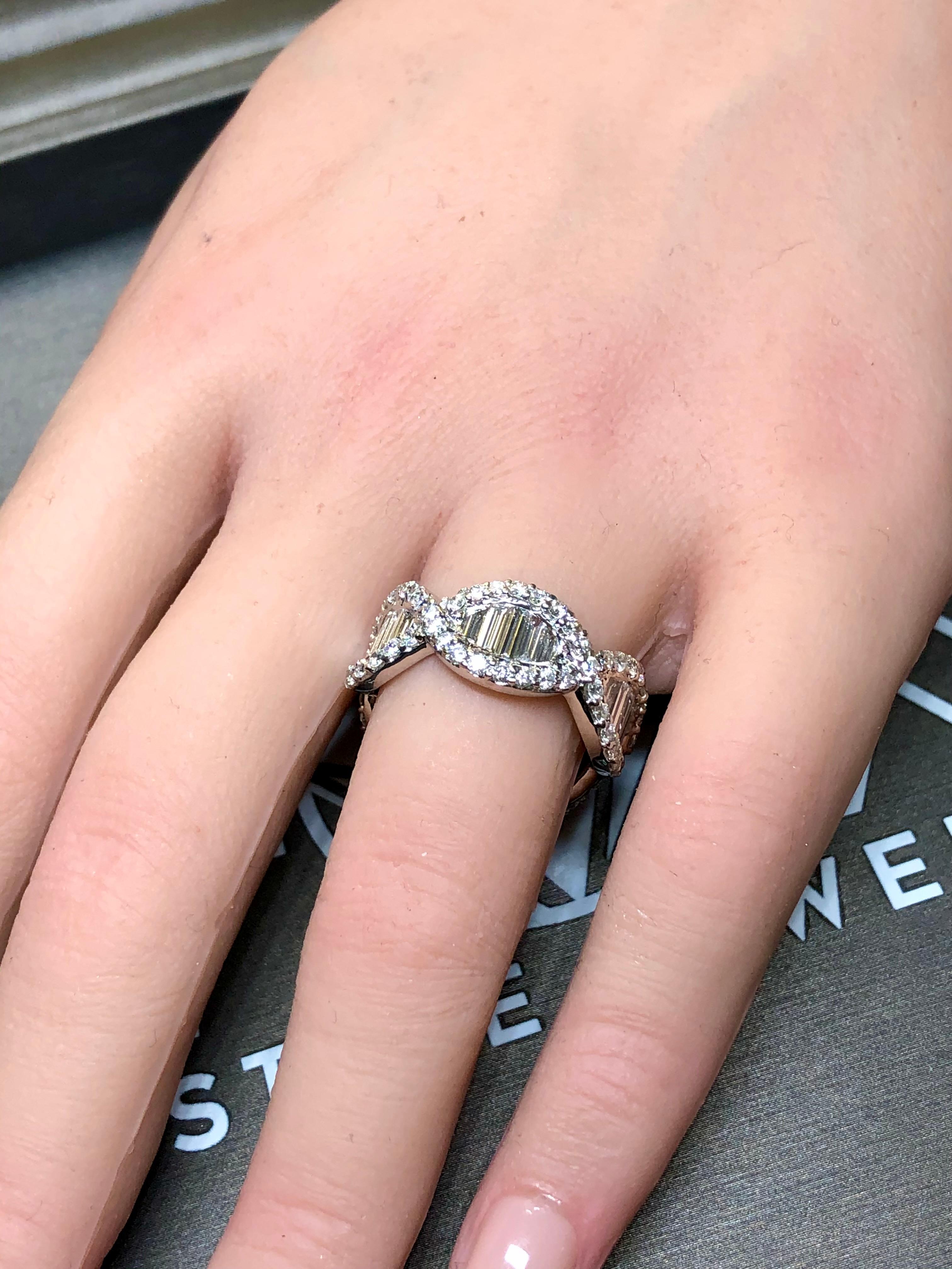 Estate 18K White Baguette Round Diamond G - Vs Wave Eternity Band 4.25cttw Sz 8 For Sale 4
