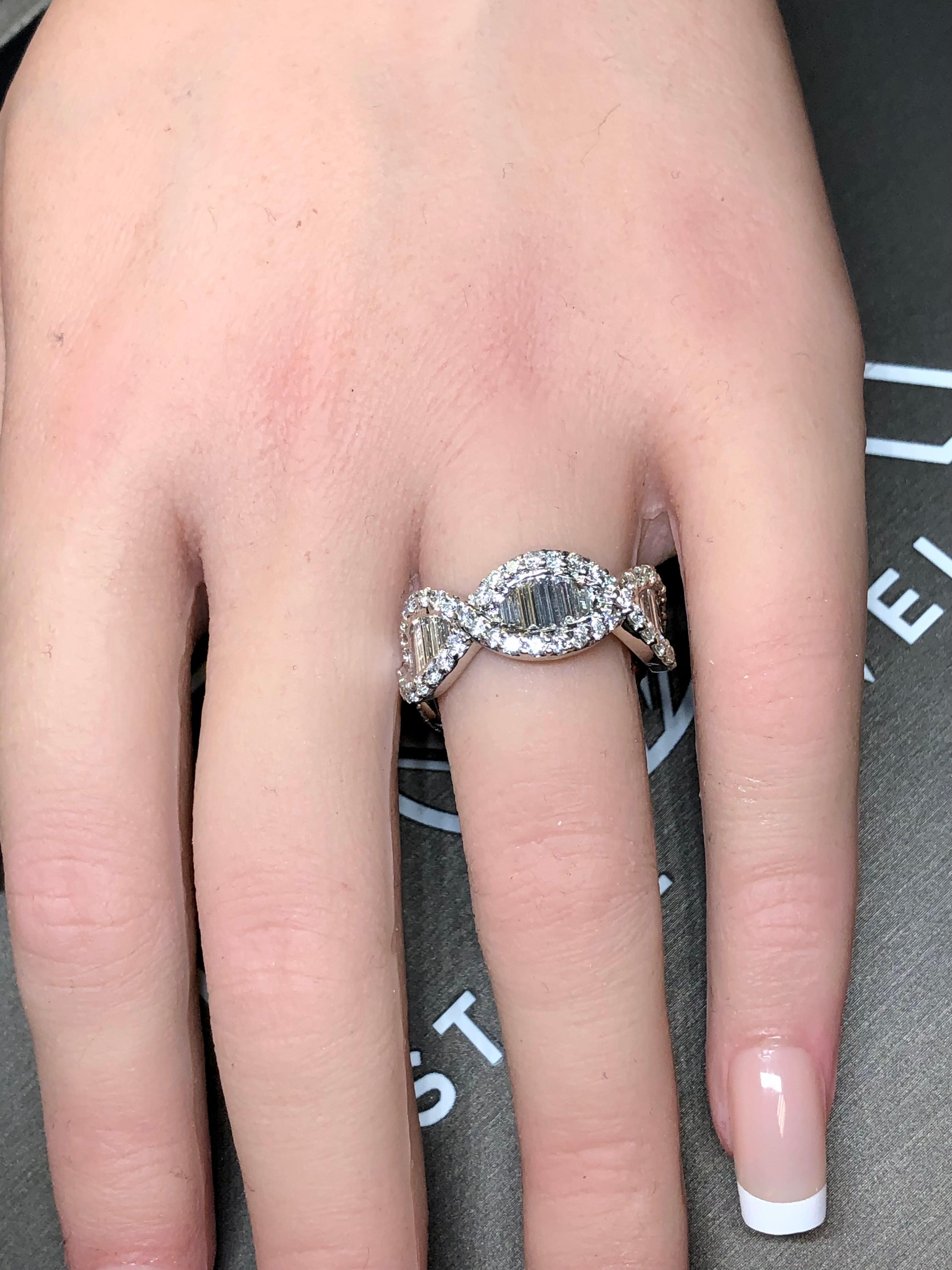 Estate 18K White Baguette Round Diamond G - Vs Wave Eternity Band 4.25cttw Sz 8 For Sale 5