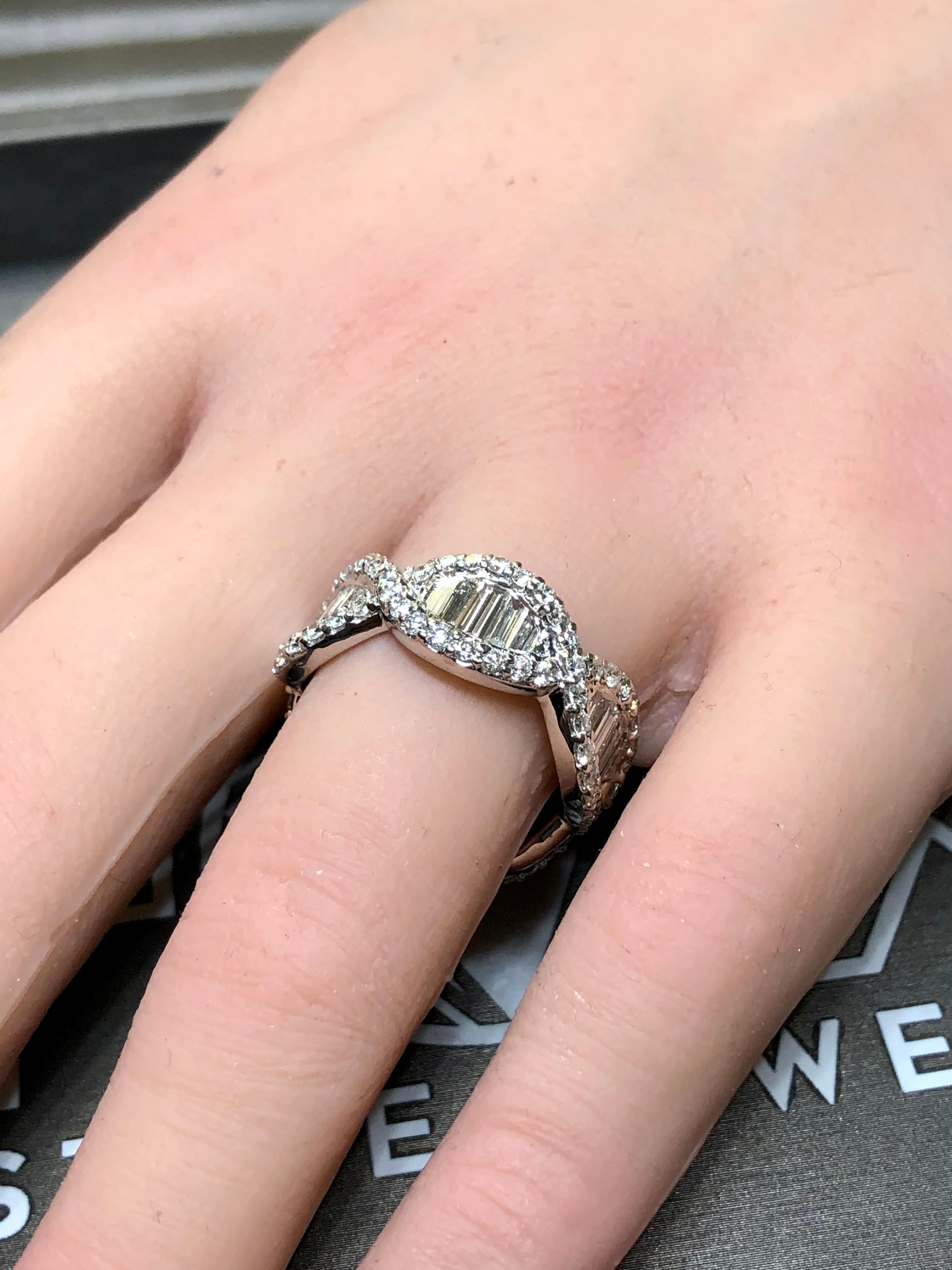 Estate 18K White Baguette Round Diamond G - Vs Wave Eternity Band 4.25cttw Sz 8 For Sale 3