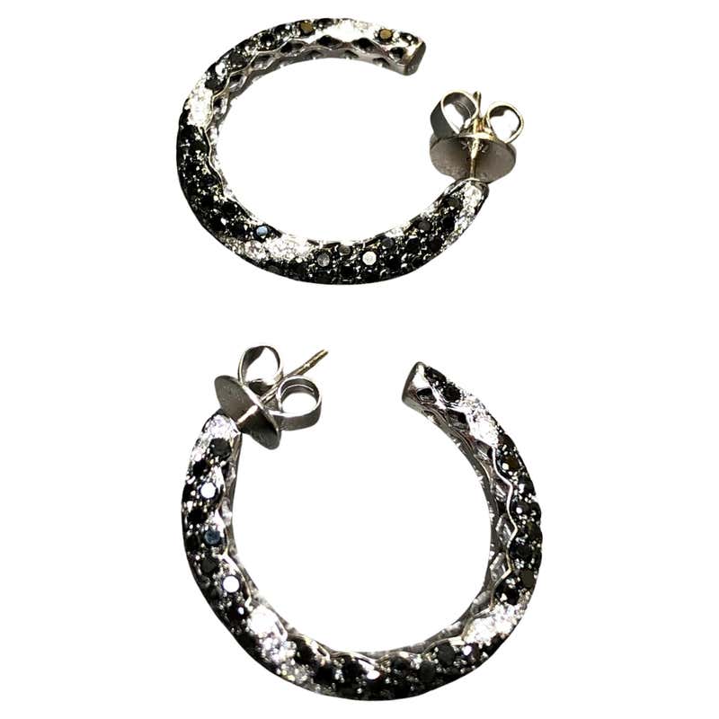 18K Buff Top Sapphire Diamond Back To Front Hoop Earrings 11.85cttw F ...