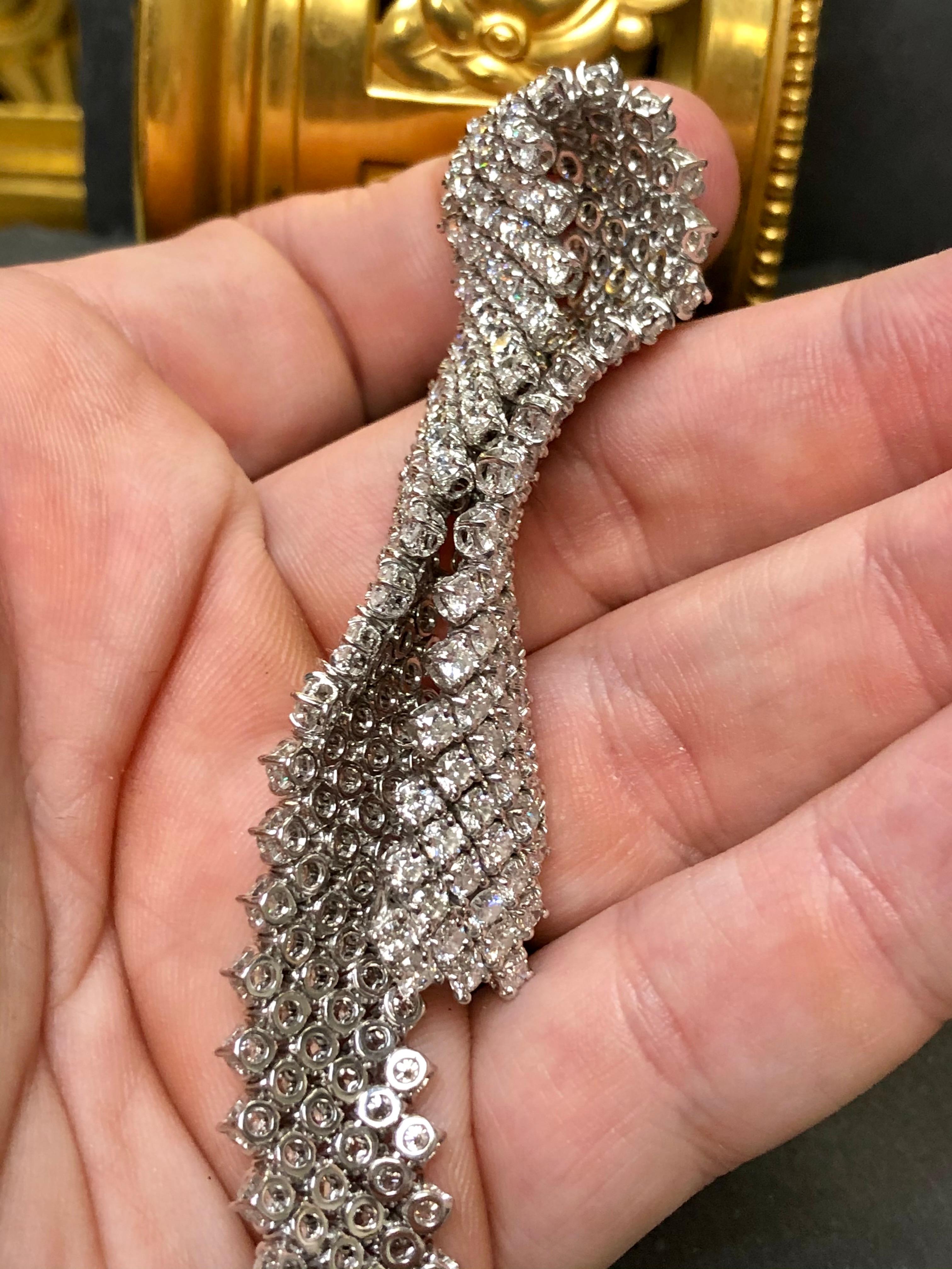Estate 18k White Diamond Wide Flexible Cocktail Bracelet 23.10cttw For Sale 3