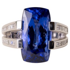 Estate 18K White Gold 11.56 Carat Tanzanite and Diamond Ring