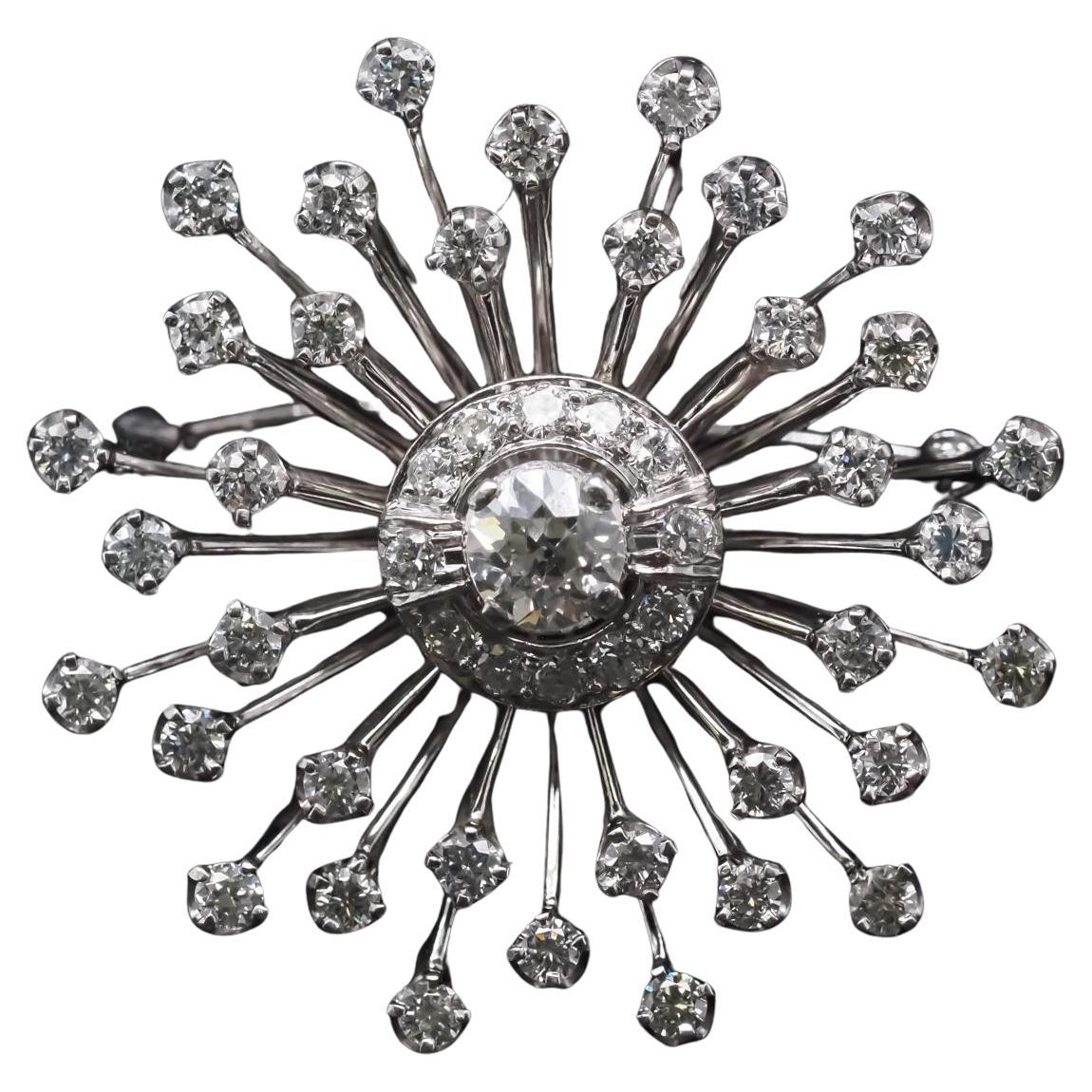 Estate 18K White Gold 2.00cttw Diamond Spray Pendant & Brooch - VHK#971