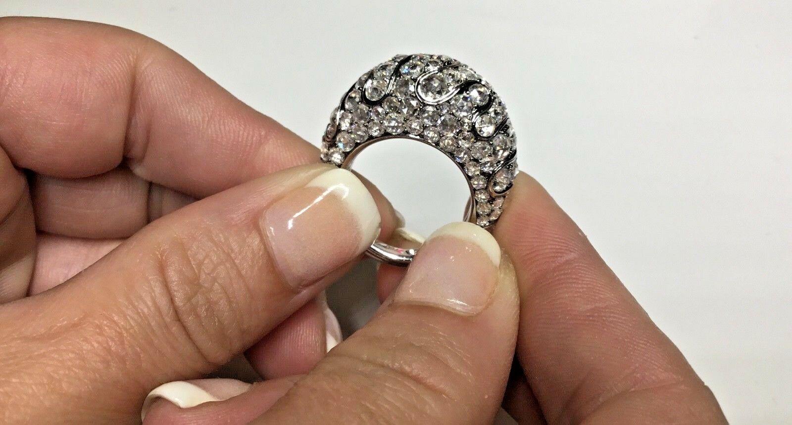 Estate 18 Karat White Gold 6.73 Carat Diamond Domed Band Ring 11 Grams In New Condition For Sale In Houston, TX