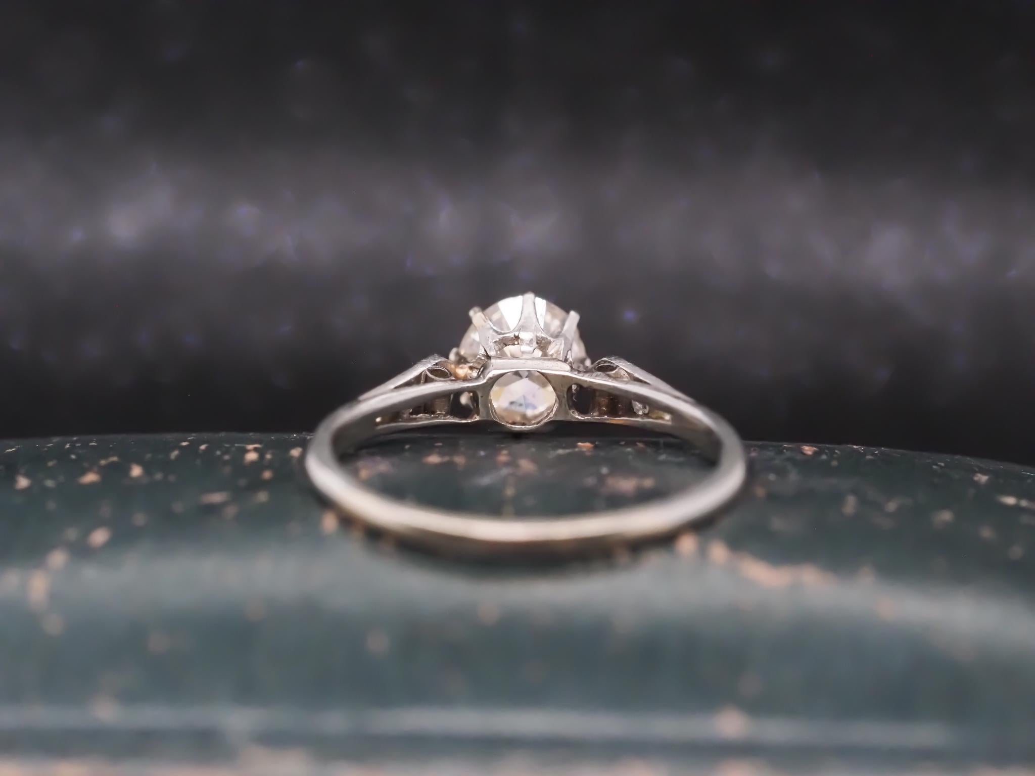Estate 18K White Gold .80ct Old European Diamond Engagement Ring - VHK#268a In Good Condition For Sale In Hicksville, NY