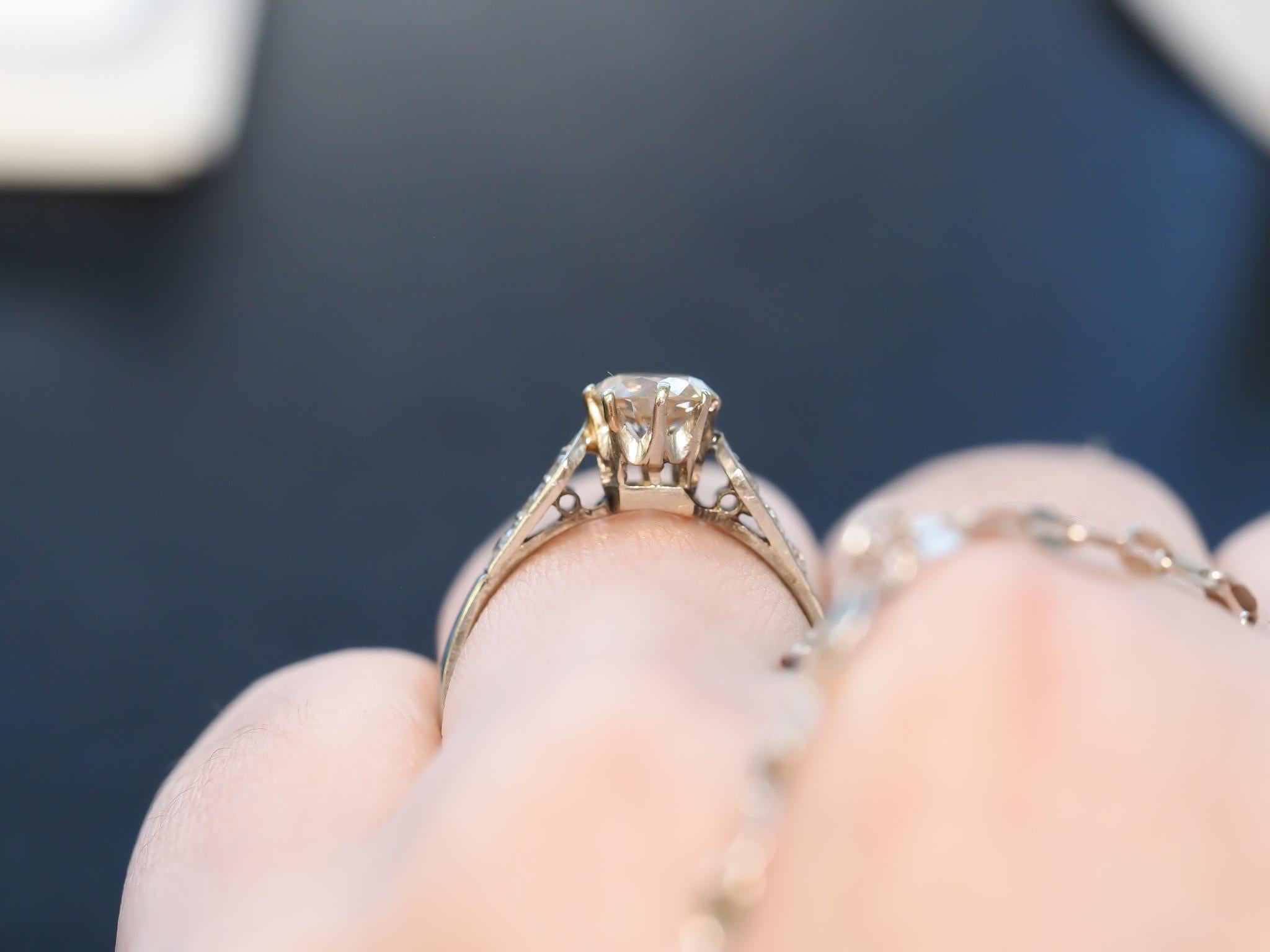 Estate 18K White Gold .80ct Old European Diamond Engagement Ring - VHK#268a For Sale 1