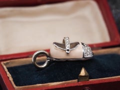 Estate 18K White Gold Aaron Basha Enamel and Diamond Boot Pendant -VHK#975A