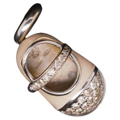 Estate 18K White Gold Aaron Basha Enamel and Diamond Boot Pendant -VHK#975A