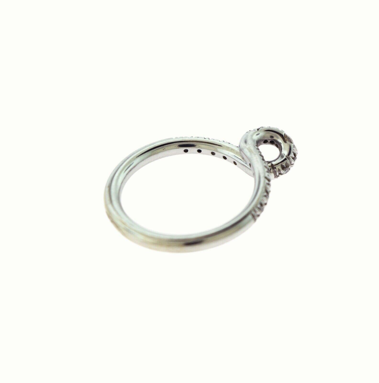 Brilliant Cut Estate 18k White Gold Abstract Loop Diamond Engagement Ring, Size 7 For Sale