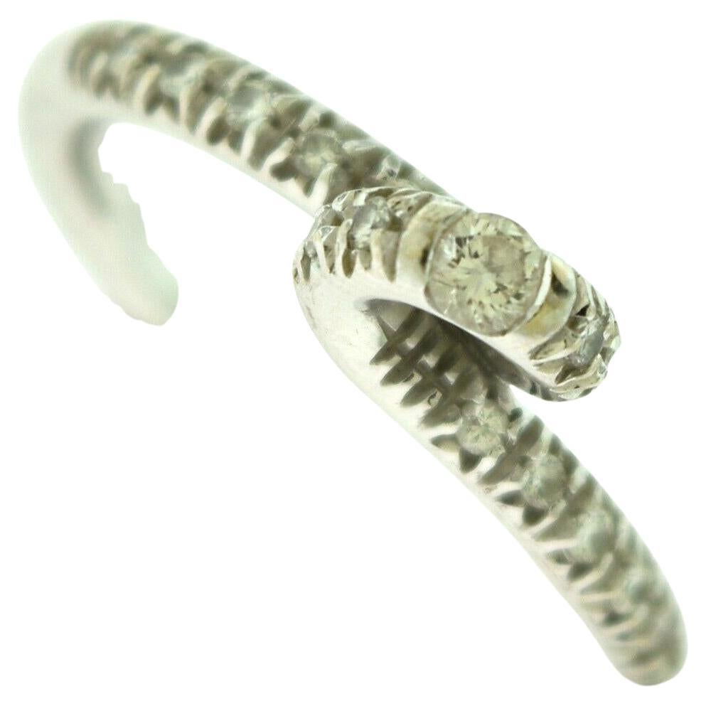 Estate 18k White Gold Abstract Loop Diamond Engagement Ring, Size 7 For Sale
