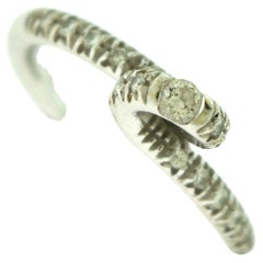 Estate 18k White Gold Abstract Loop Diamond Engagement Ring, Size 7