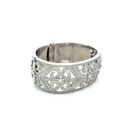 Estate 18K White Gold Bangle Bracelet with 5 Carat Round Diamonds
