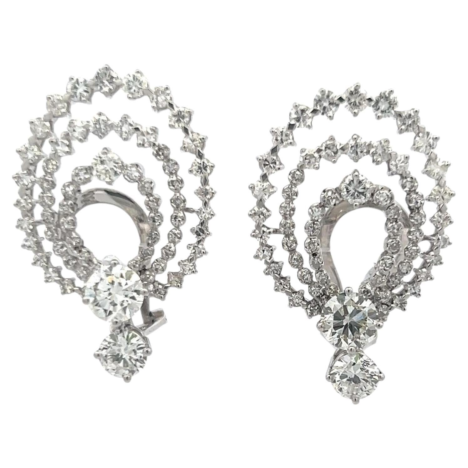 Orecchini a clip Estate in oro bianco 18 carati con diamanti rotondi G-VS da 4,96 carati