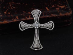 Estate 18K White Gold Diamond Cross Pendant - VHK#327a