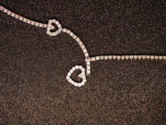Estate 18K White Gold Diamond Heart Necklace - VHK#282a