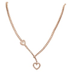 Estate 18K White Gold Diamond Heart Necklace - VHK#282a