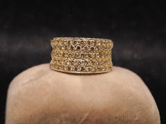 Estate 18K White Gold Fancy Yellow Diamond Band Ring - VHK#714B