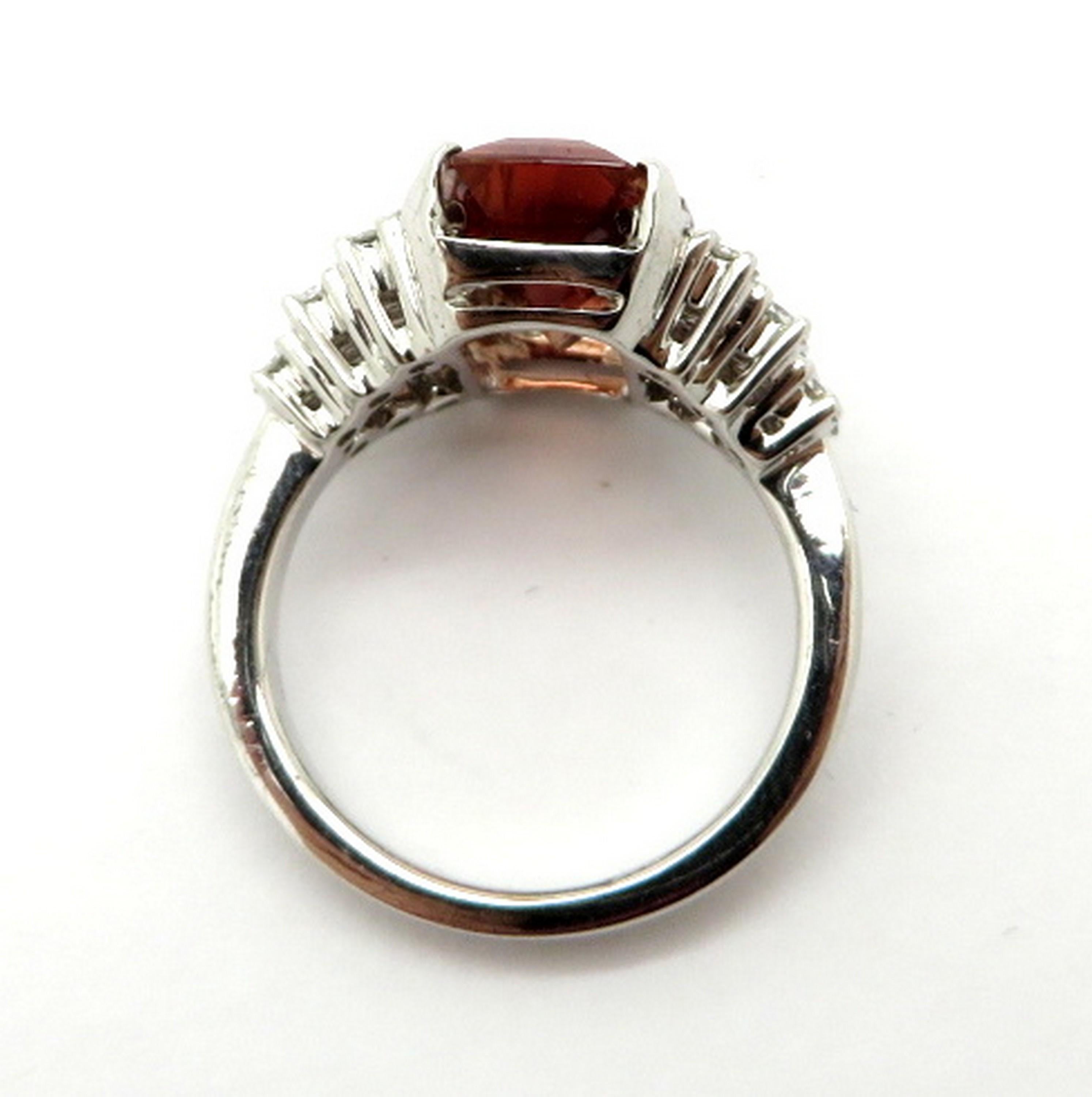 Estate 18 Karat White Gold Feldspar and Pave Diamond Fashion Statement Ring In Excellent Condition For Sale In Scottsdale, AZ
