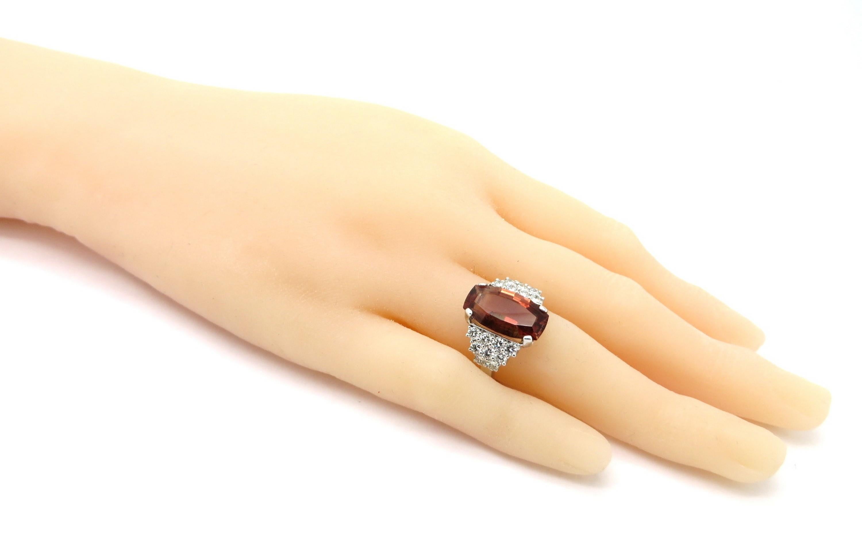 Women's Estate 18 Karat White Gold Feldspar and Pave Diamond Fashion Statement Ring For Sale