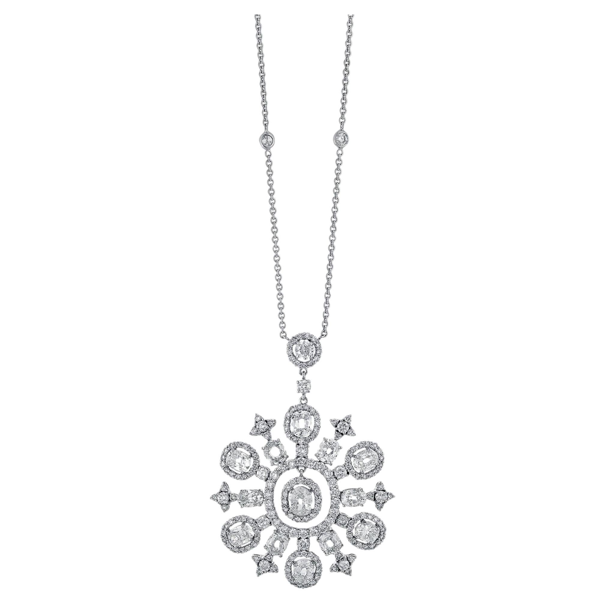 Collana Estate in oro bianco 18K con ciondolo a forma di fiocco di neve e diamanti