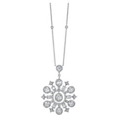 Estate 18K White Gold Necklace with a Snowflake Diamond Pendant