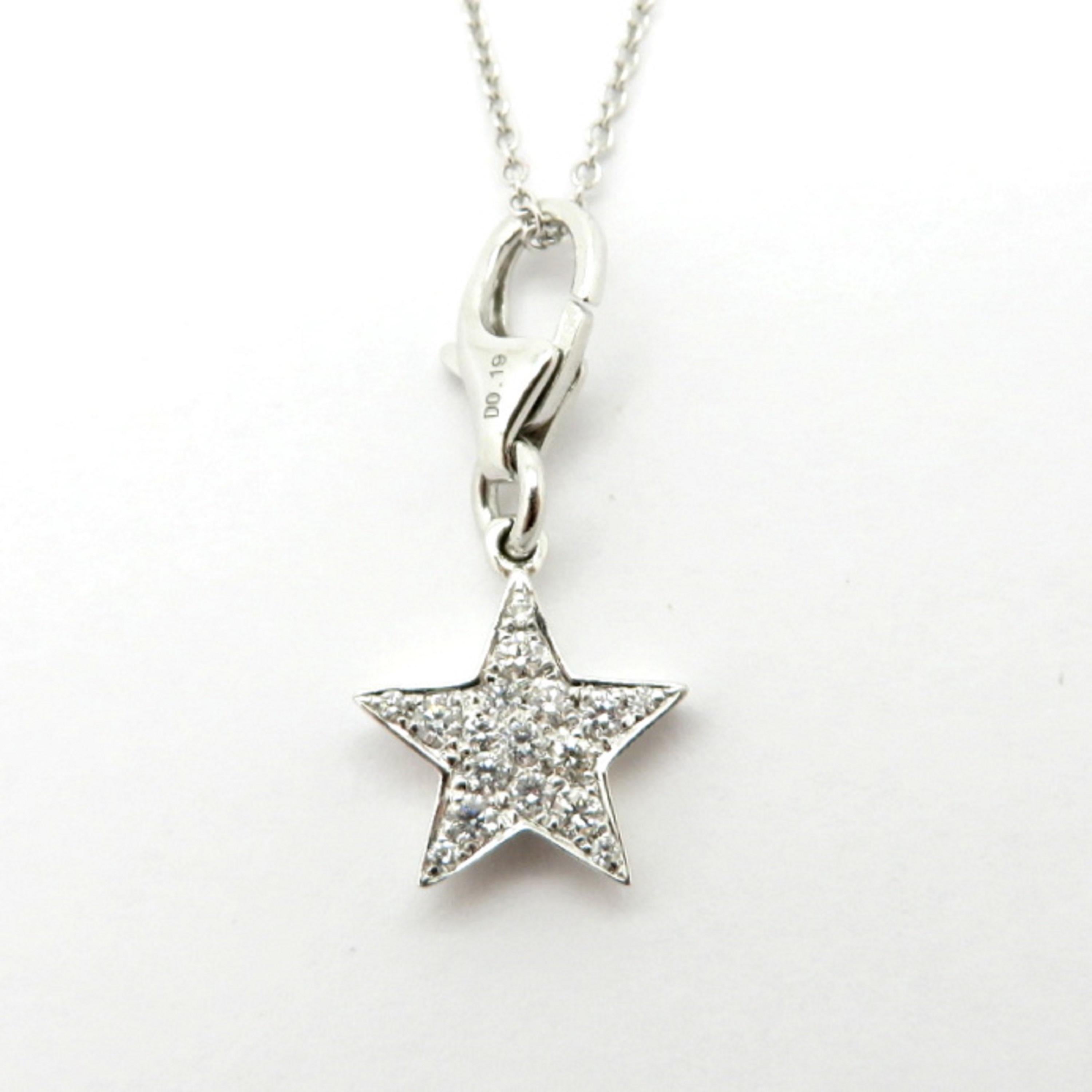 Women's Estate 18 Karat White Gold Pave Diamond Star Pendant Necklace