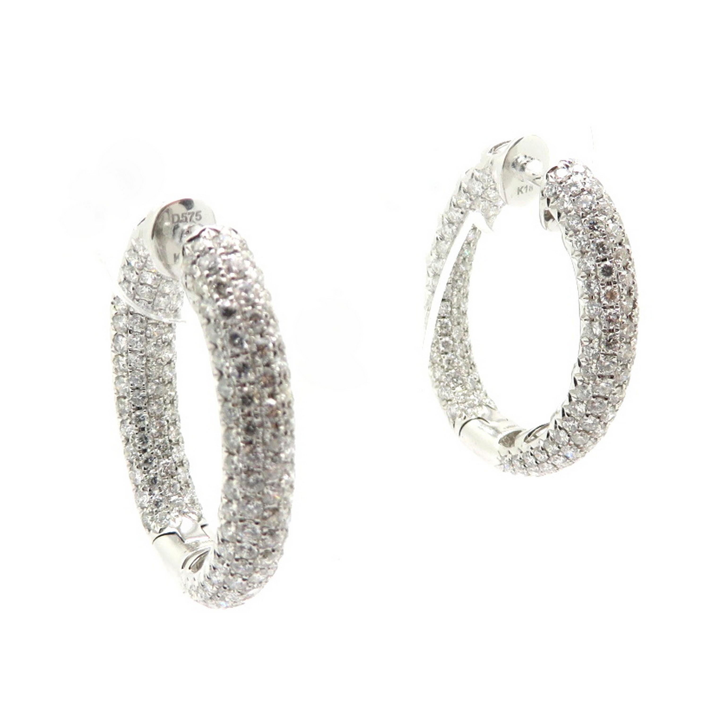 oval diamond hoop earrings