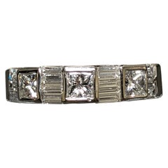 Nachlass 18K Weißgold Prinzessin Baguette Diamant Halbband Ring 1,47cttw Gr. 7