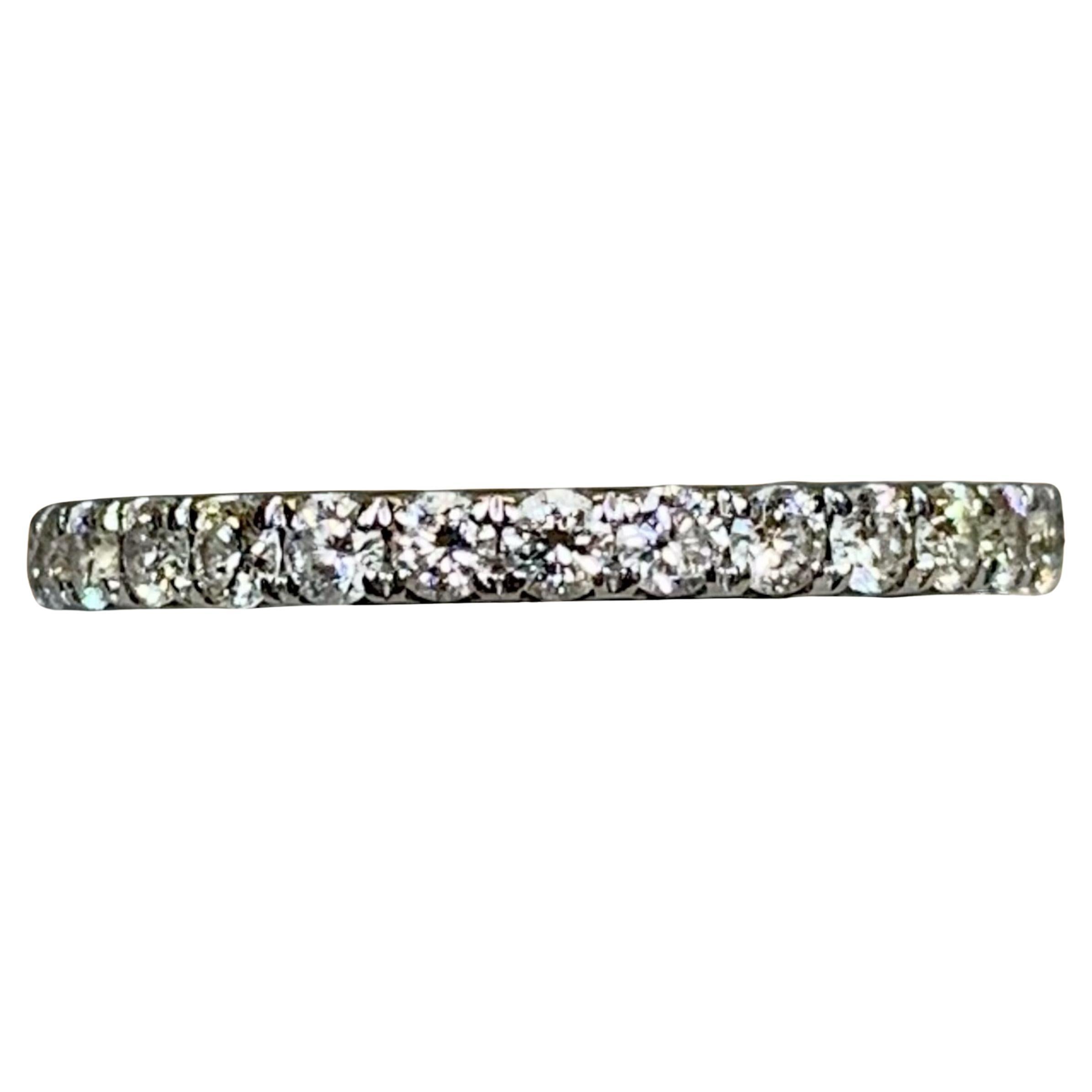 Estate 18K White Gold Round Diamond Eternity Band 2.15mm 1.20ctw G Vs Sz 5.75 For Sale